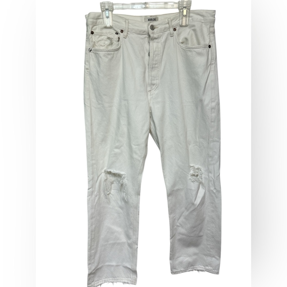 Agolde 90’s Mid Rise Loose Fit Jeans in Vanish White Size 31